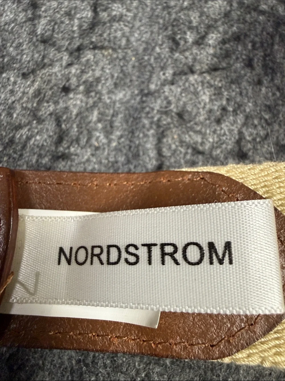 Nordstrom Brown Leather & Beige Canvas Casual Belt